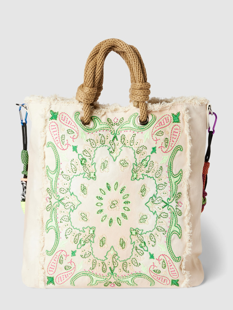 Tote Bag mit Zierbesatz in sand