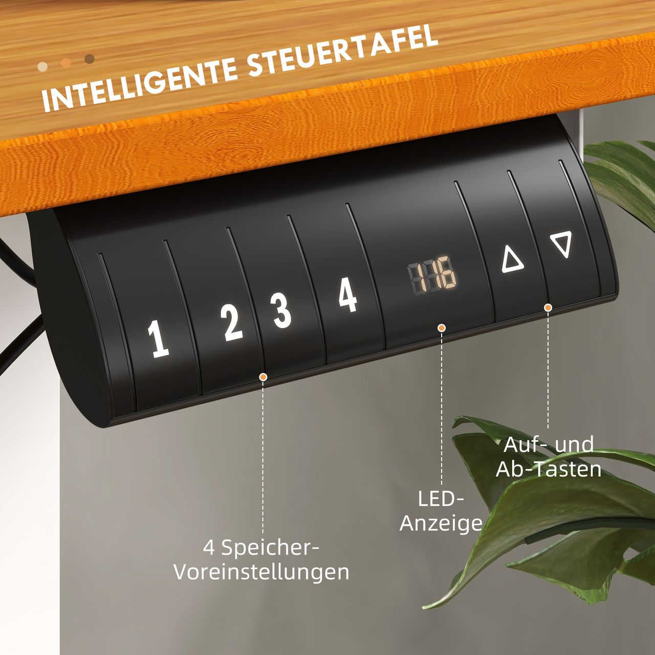 Vinsetto Höhenverstellbarer Schreibtisch Elektrisch 120x60cm Computertisch Natur