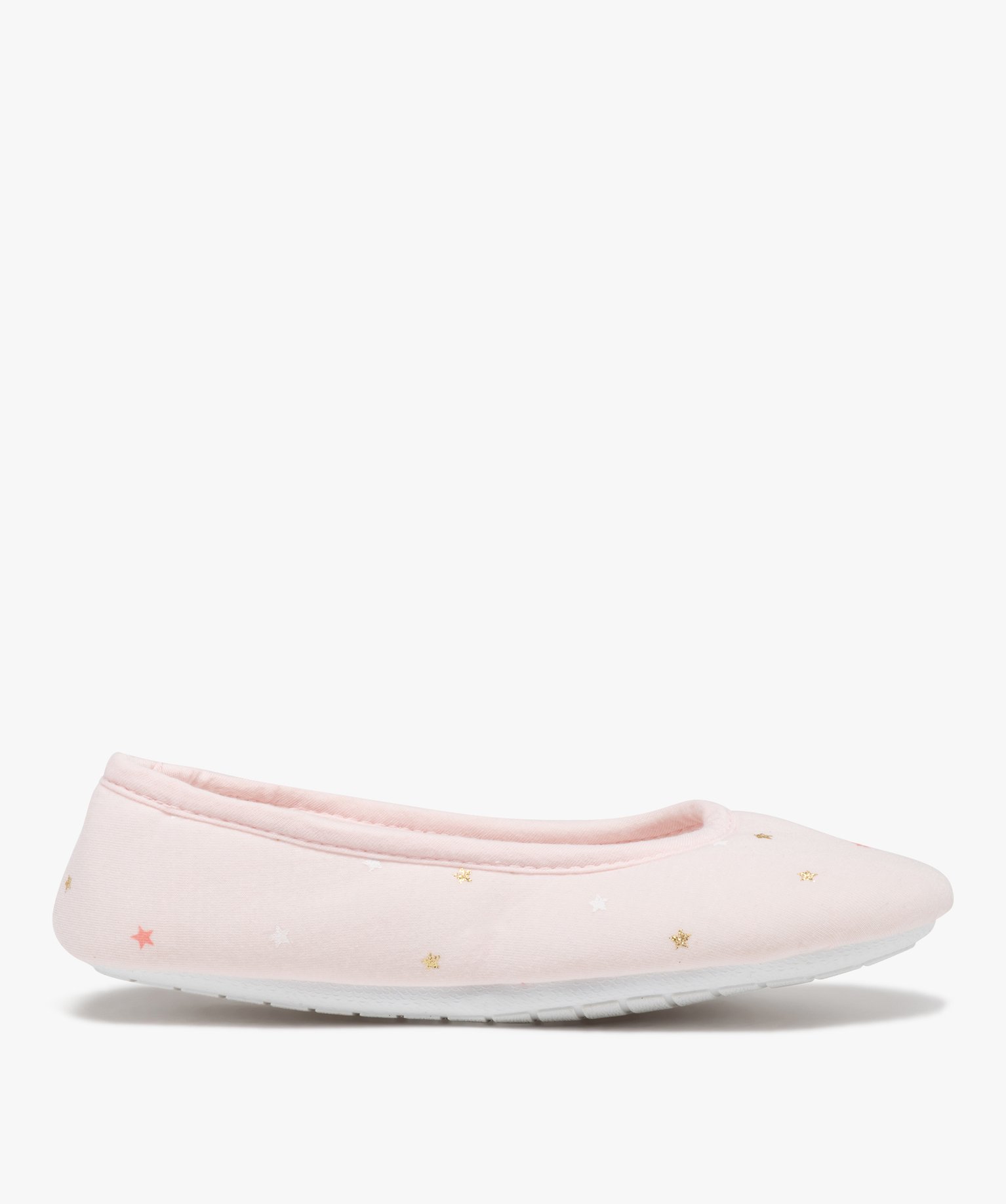 Chaussons femme ballerines en jersey à motif étoilé rose | GEMO
