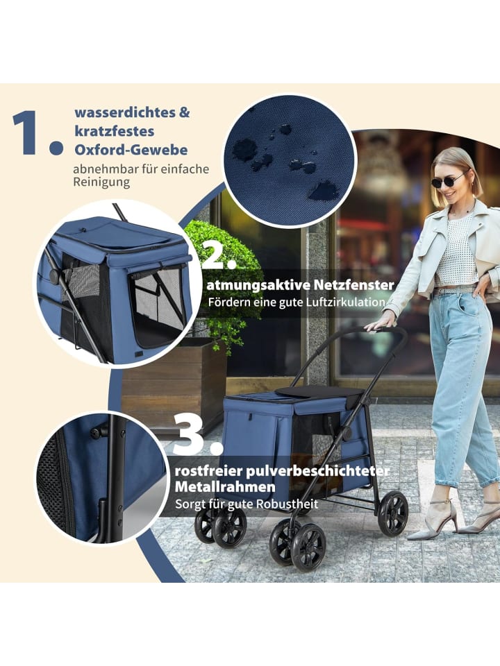 COSTWAY Hundebuggy klappbar in Blau günstig kaufen onesize