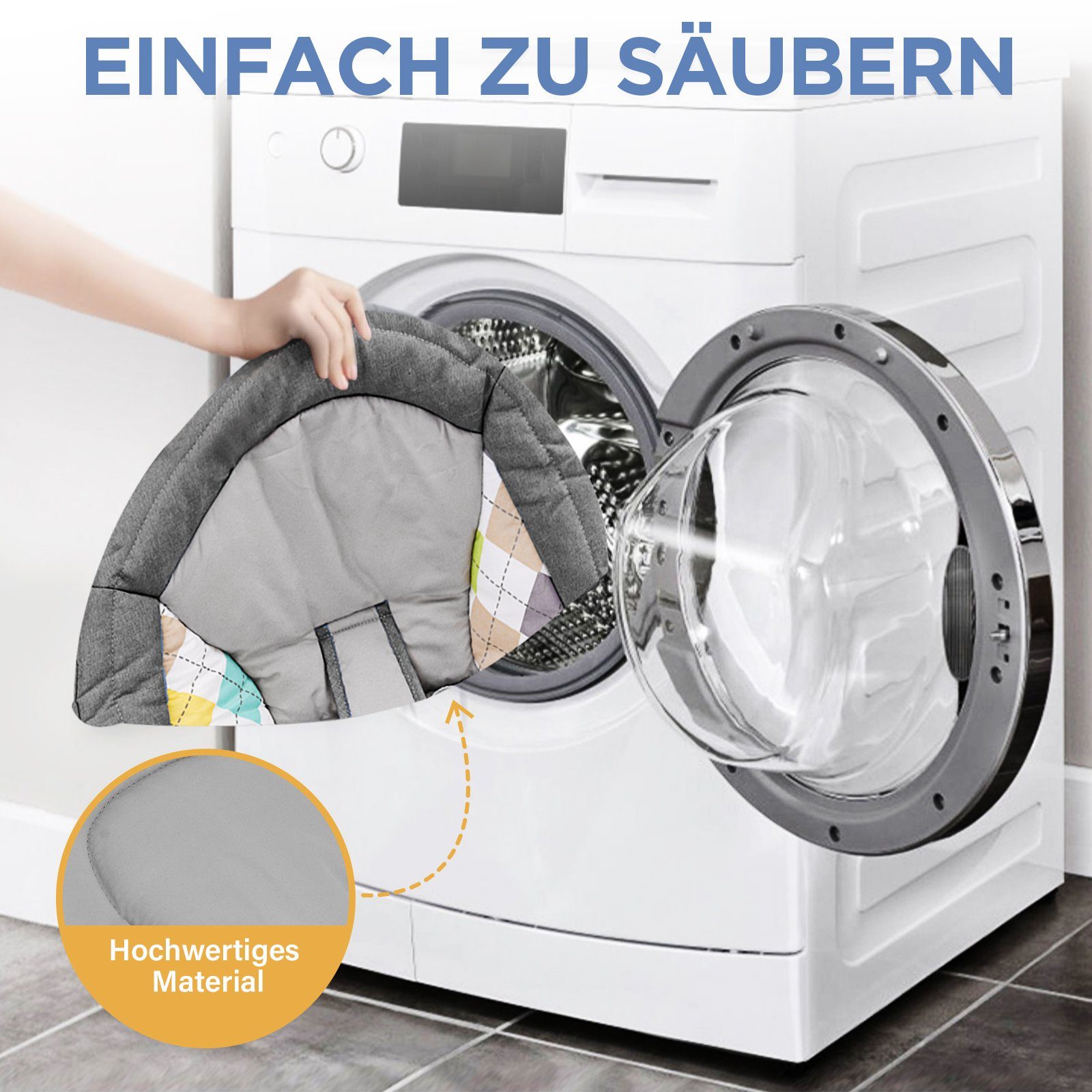 ECSEE Babyschaukel elektrische Babywippe 5 Gang einstellbar, mit Moskitonetz, Musik & Timer max. 9kg