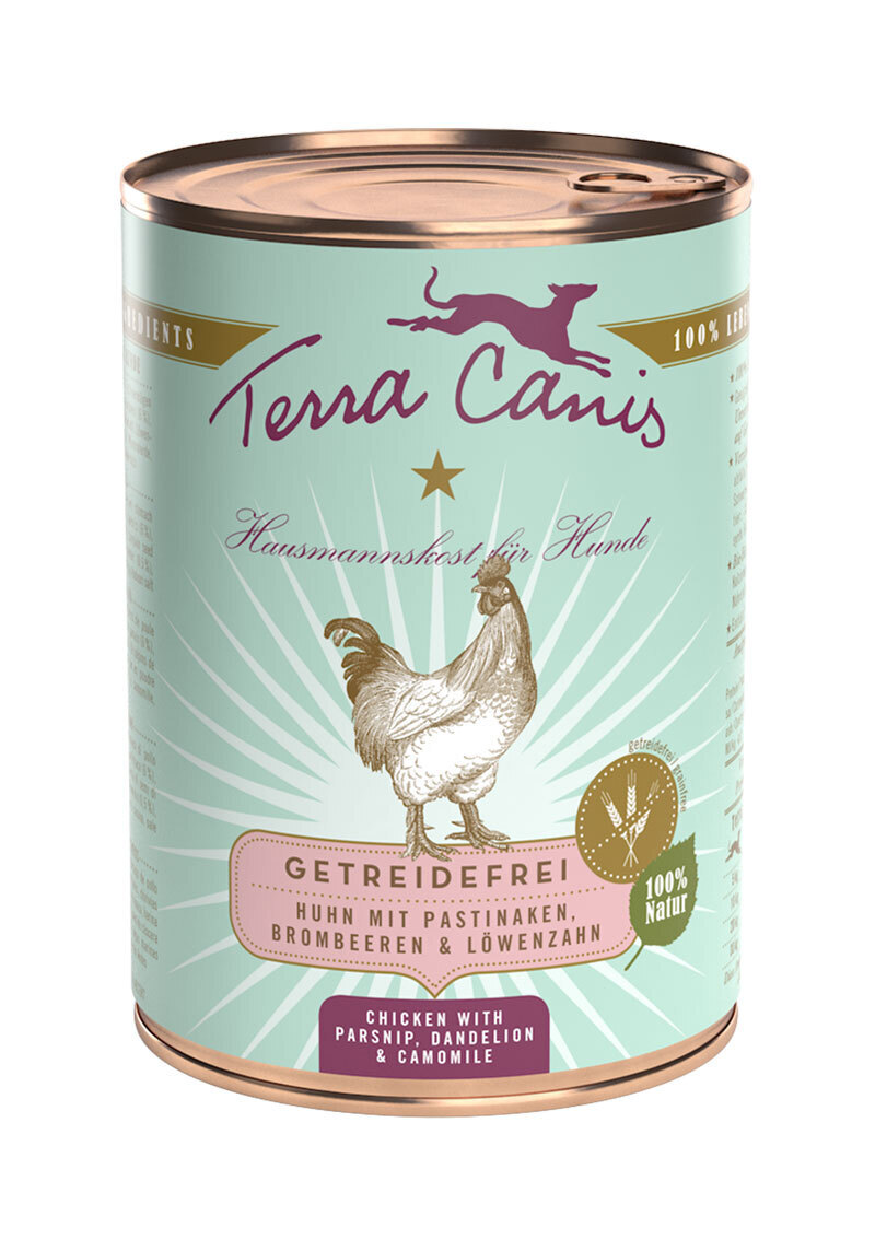 Terra Canis Hundenassfutter Terra Canis Getreidefrei Adult 6x400g Huhn mit Pastinaken, Brombeeren & Löwenzahn