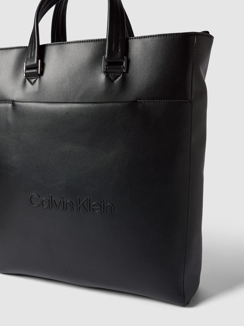 Tote Bag mit Label-Print Modell 'TOTE' in schwarz