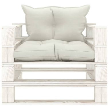 vidaXL Loungesofa Garten-Palettensofa mit Kissen in Beige Holz, 1 Teile