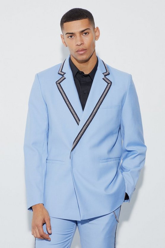 Zweireihiger lockerer Blazer mit Nieten