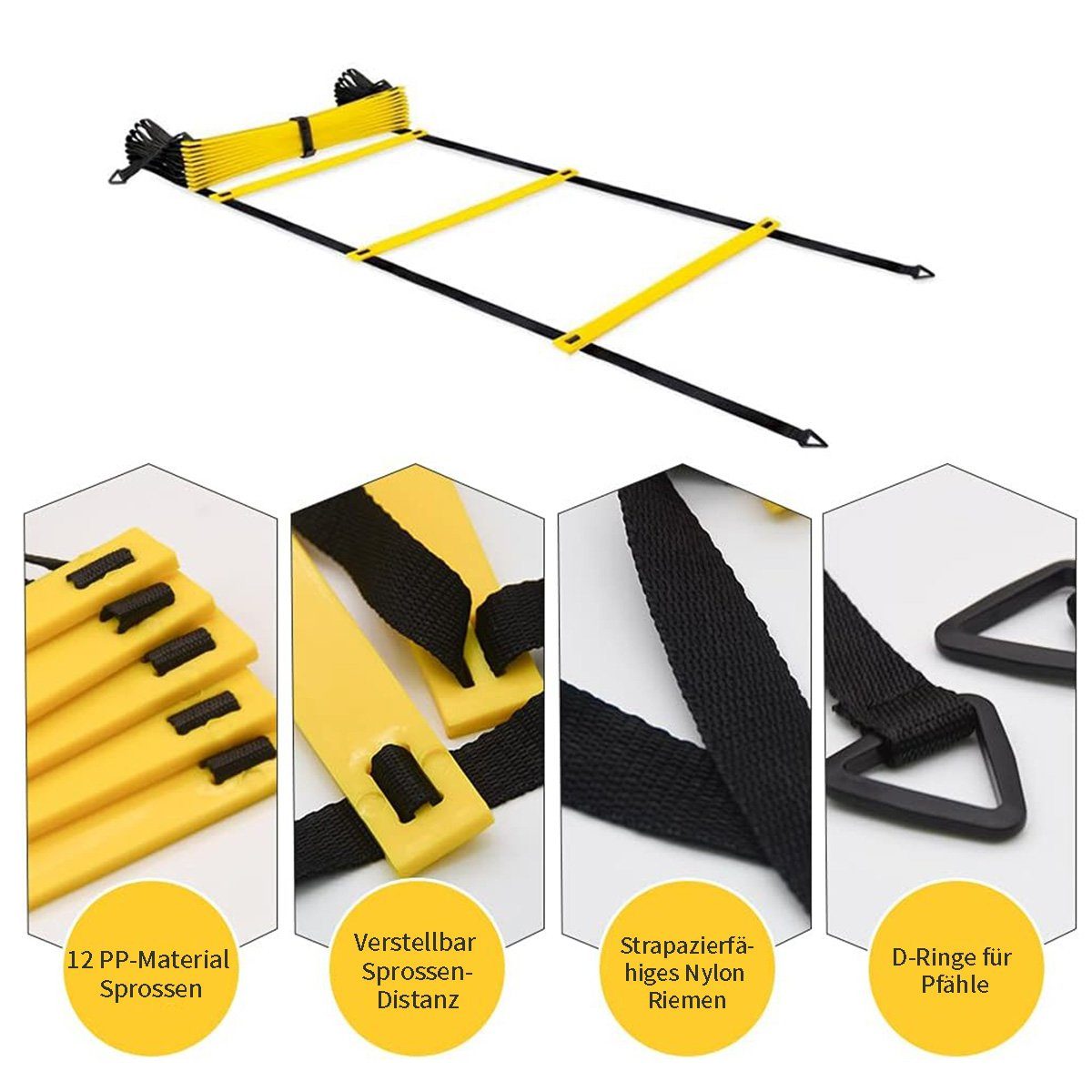 flowgoer Koordinationsleiter Leiter-Geschwindigkeits-Trainingsset, Trainingswiderstand, Kegelstapel, Fußball-Trainingsset mit Leiter, Widerstand und Kegelstapel