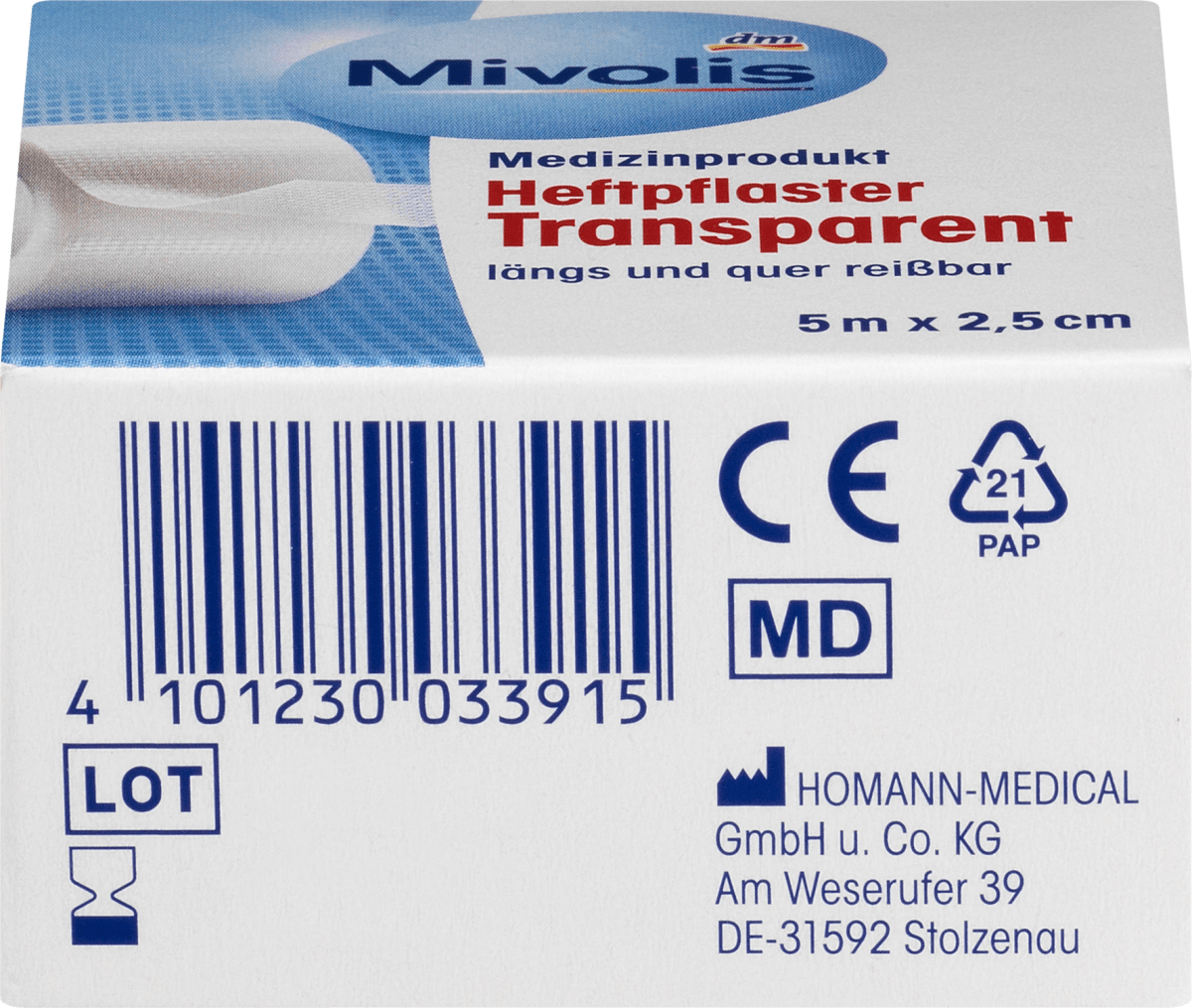 Heftpflaster Transparent, 5 m