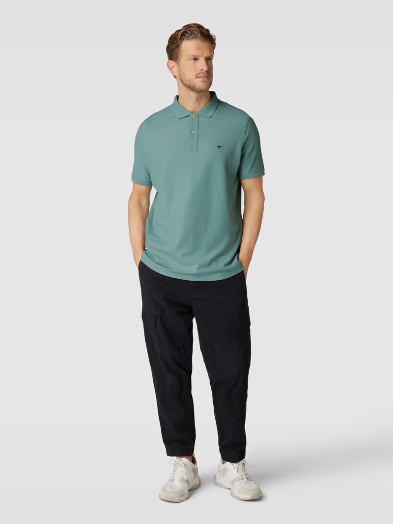 Poloshirt mit Logo-Stitching in schilf