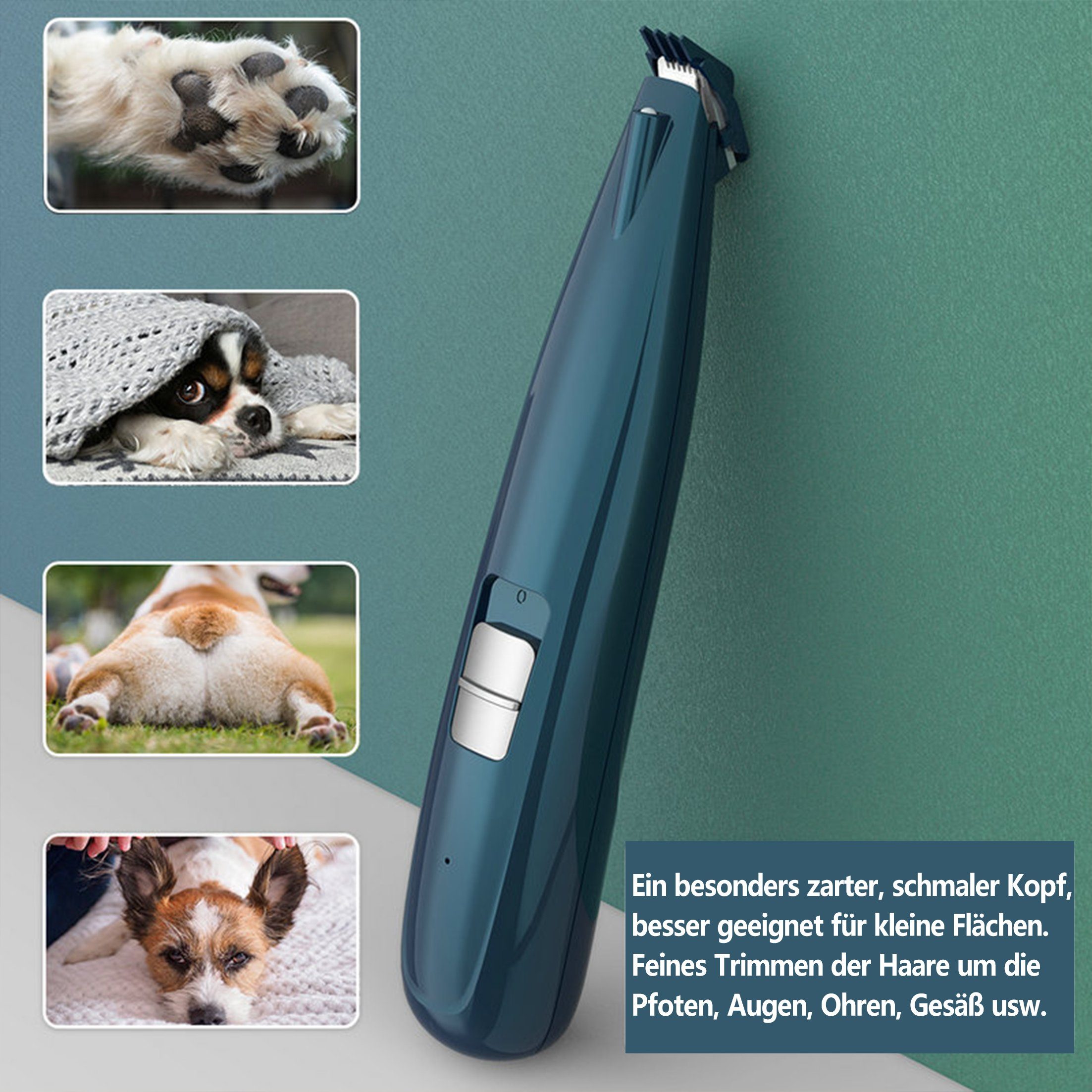 HUNKA Hundeschermaschine Rasierer für Haustiere/5 Stück, elektrischer Trimmer, Fußhaarschneider, Hunde-/Katzenreinigungsgerät mit LED-Licht, wiederaufladbar