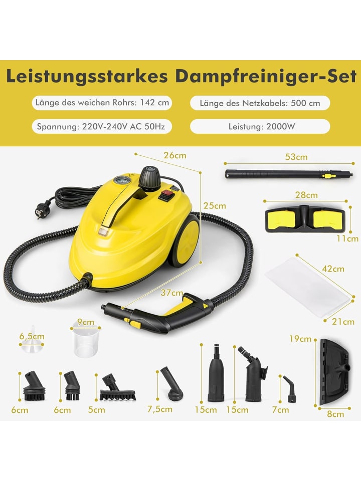 COSTWAY Dampfreiniger 2000W in Gelb günstig kaufen onesize