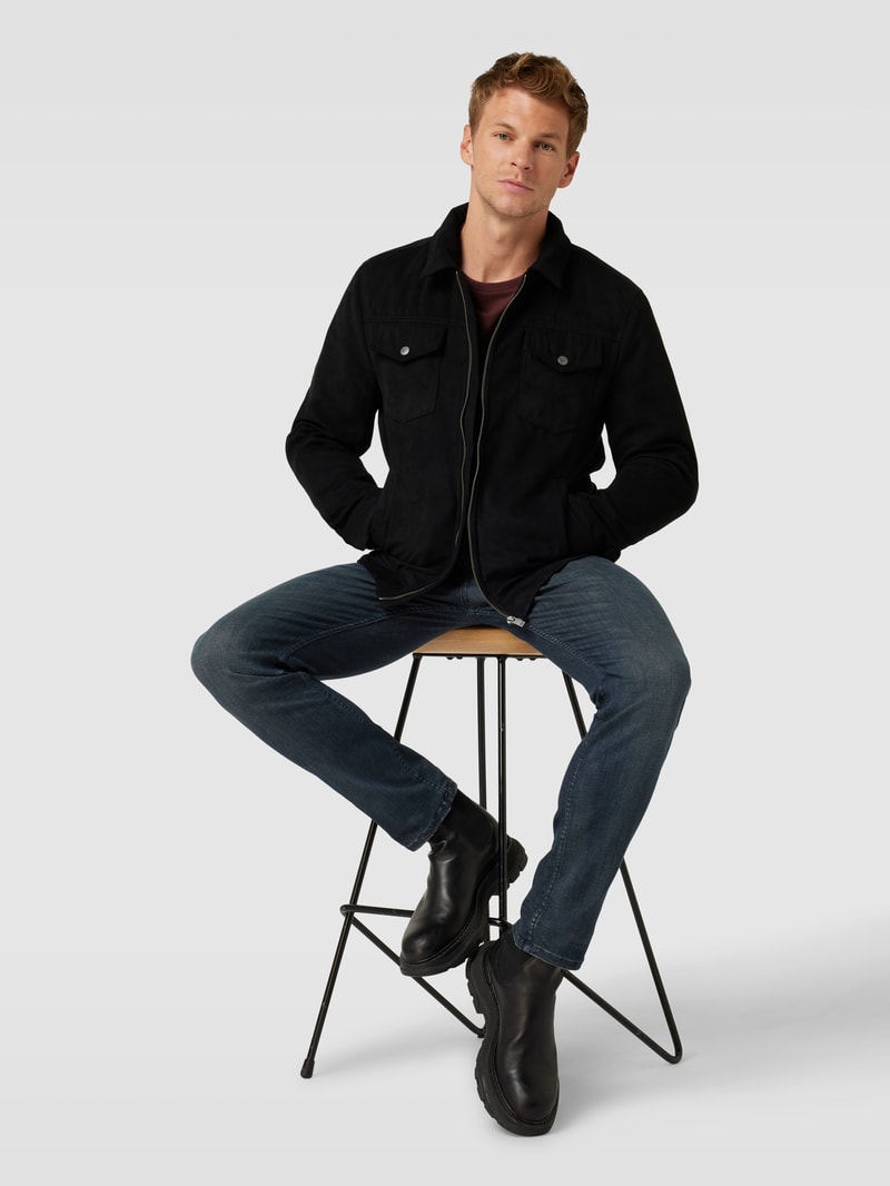 Slim Fit Jeans mit Label-Patch Modell 'Delaware' in dunkelblau