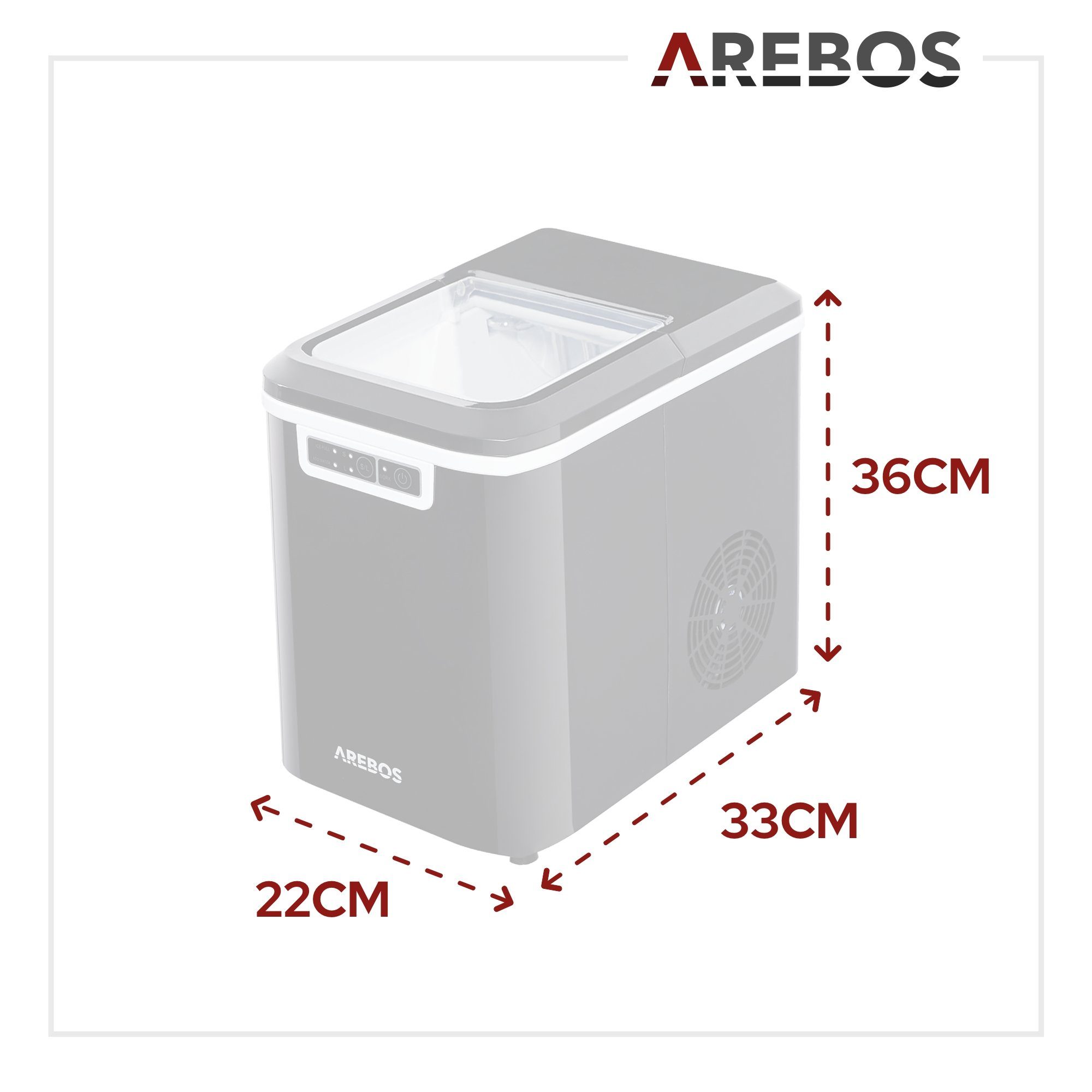 Arebos Eiswürfelmaschine Ice Cube Maker, 12 kg / 24 h, 10-15 Minuten Produktionszeit