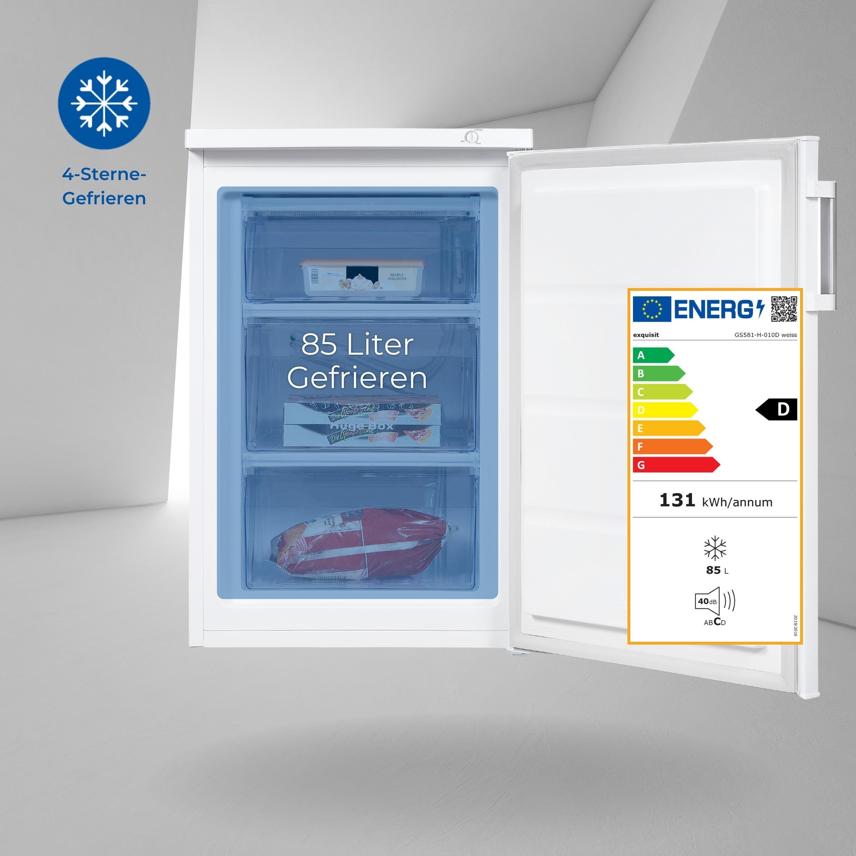 exquisit Gefrierschrank GS581-H-010D, kompakt und platzsparend