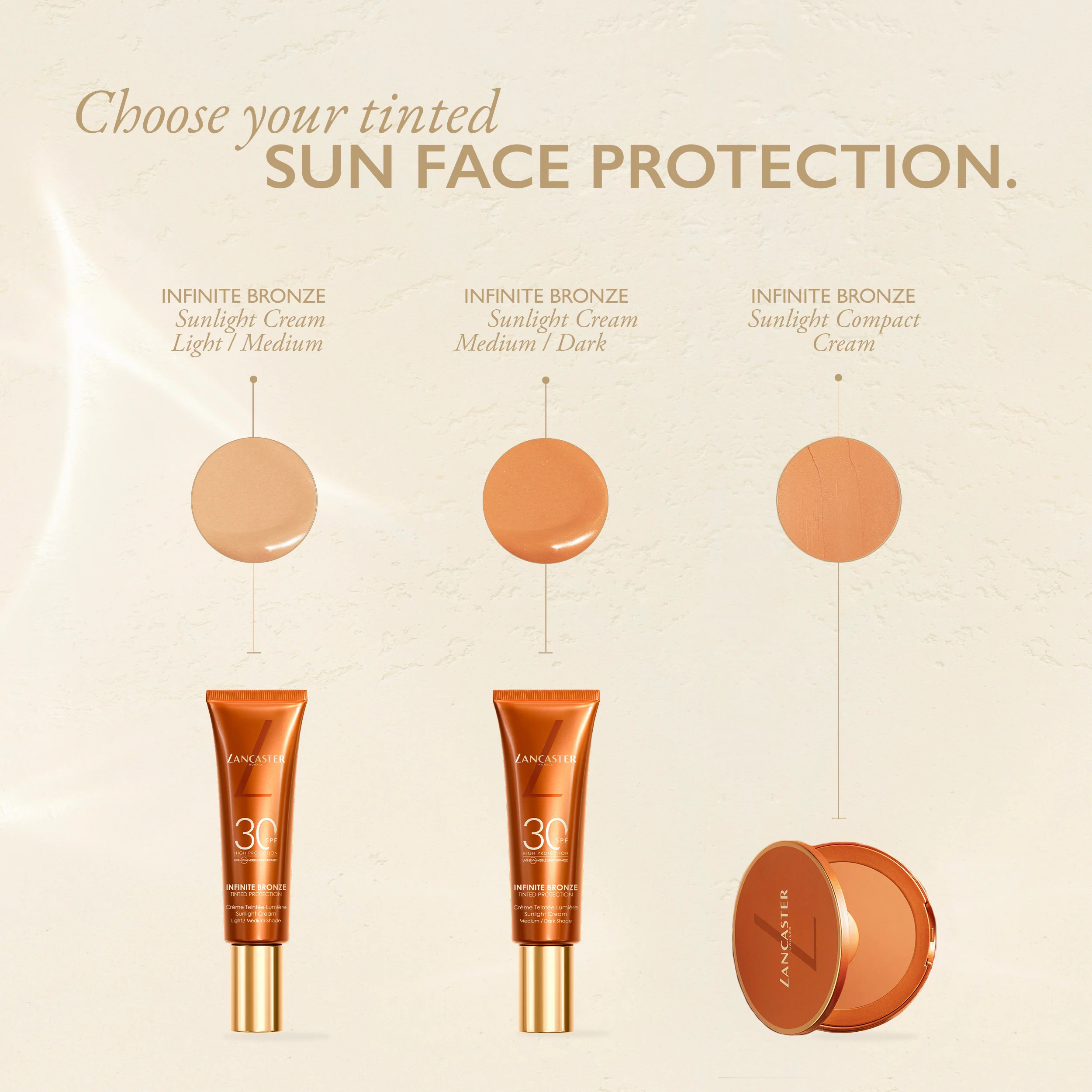 Lancaster Make-up Infinite Bronze tónovací ochranný krém proti slnku SPF30 - Solárny mejkap na tvár, krémový podklad