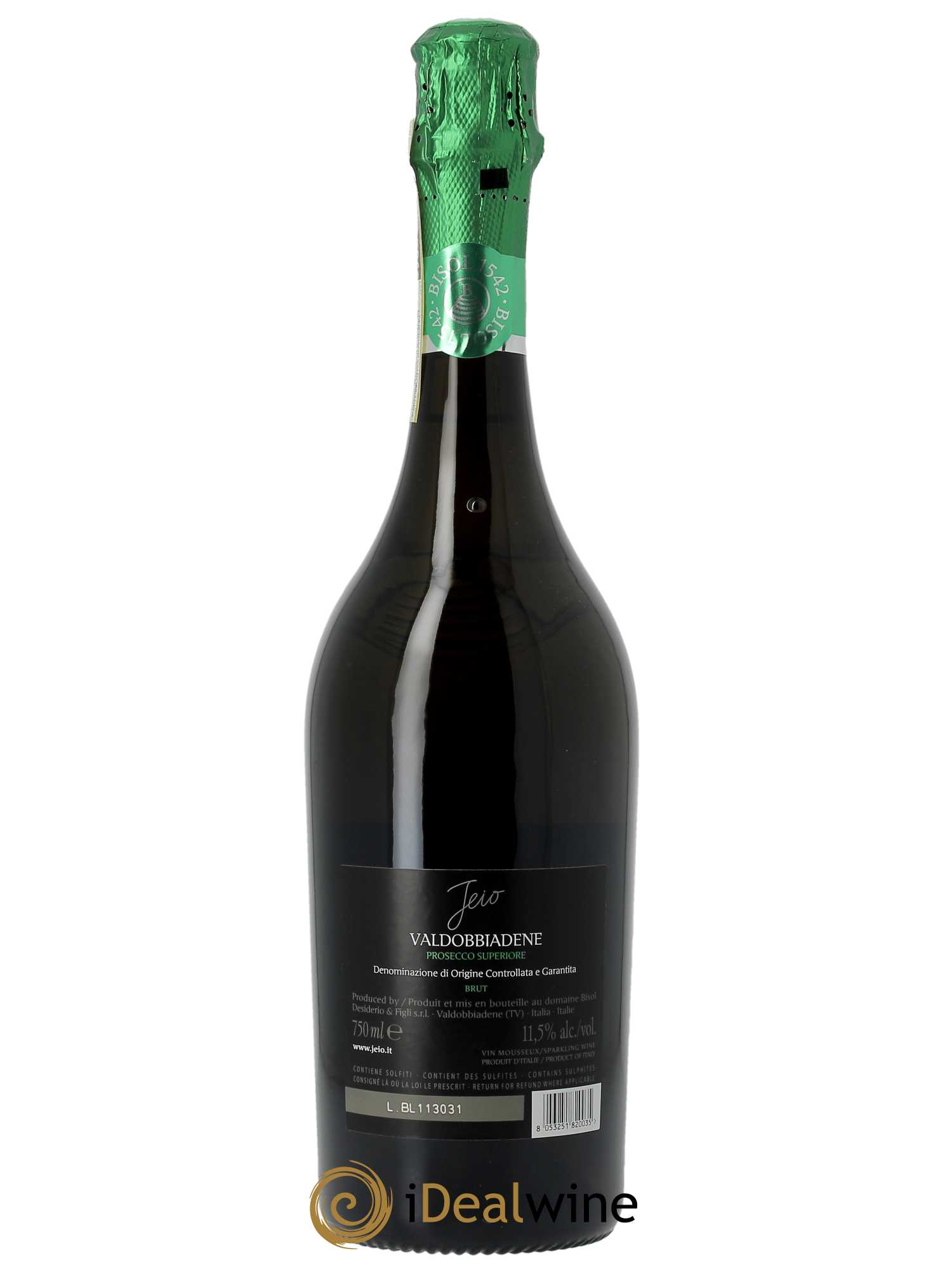 Valdobbiadene Prosecco Superiore DOCG Brut Jeio Bisol   - Lot de 1 Bouteille