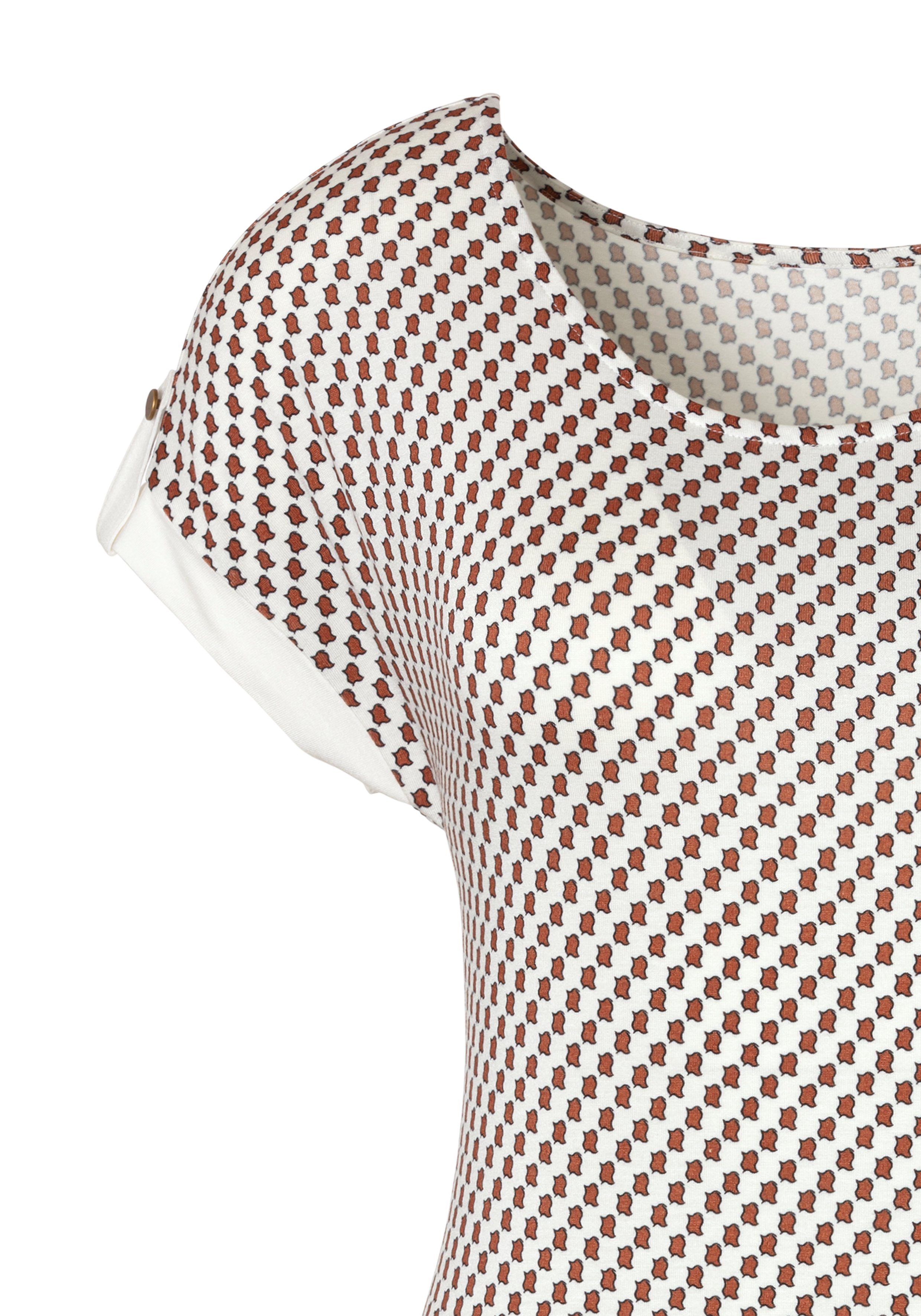 Vivance T-Shirt mit kleinem Beleg und goldfarbenen Knopf am Ärmelsaum
