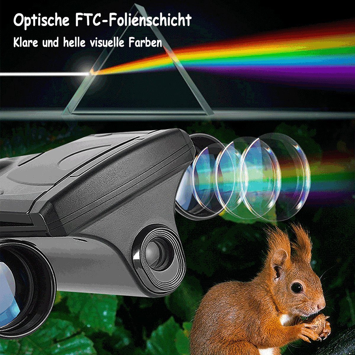LeiGo Fernglas mit Display, Teleskop, Outdoor-Camping-Sportfeld-Kamera Fernglas (HD-Videokamera, Nachtsicht-Fernglas zur Vogelbeobachtung)