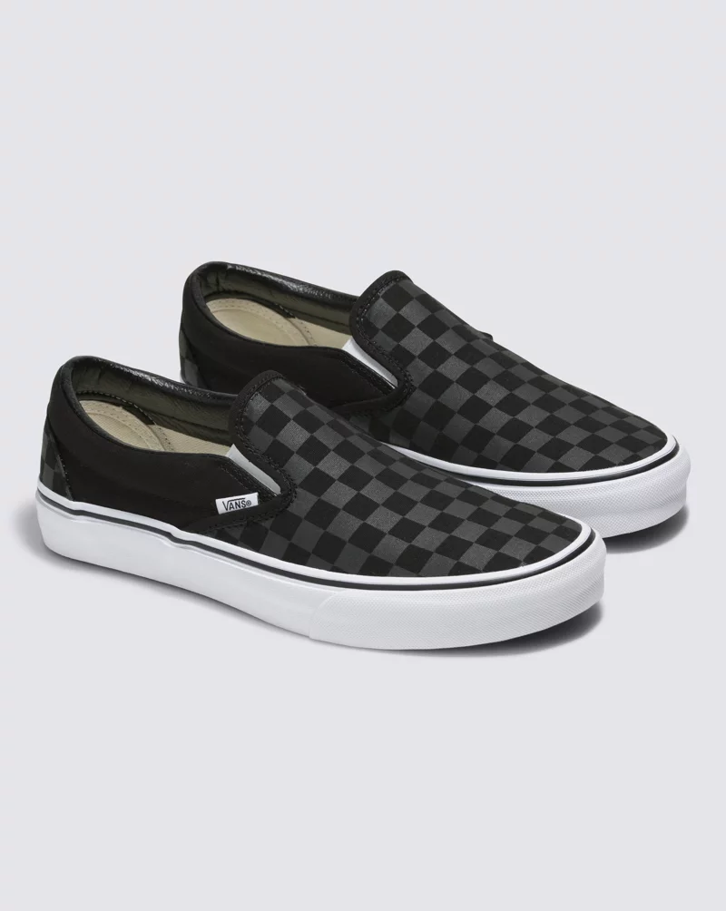 Customs Black Checkerboard Slip-On Wide