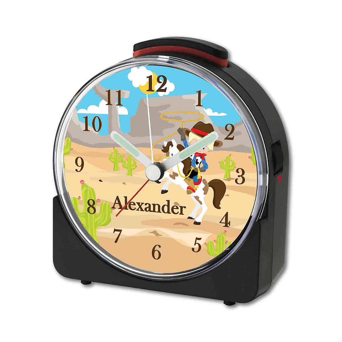 Kinder Funkwecker weiß personalisiert mit Namen Cowboy