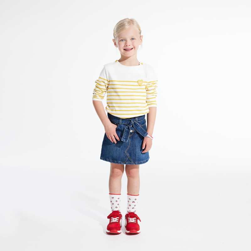 T-shirt marinière à personnaliser d'un cœur jaune fille