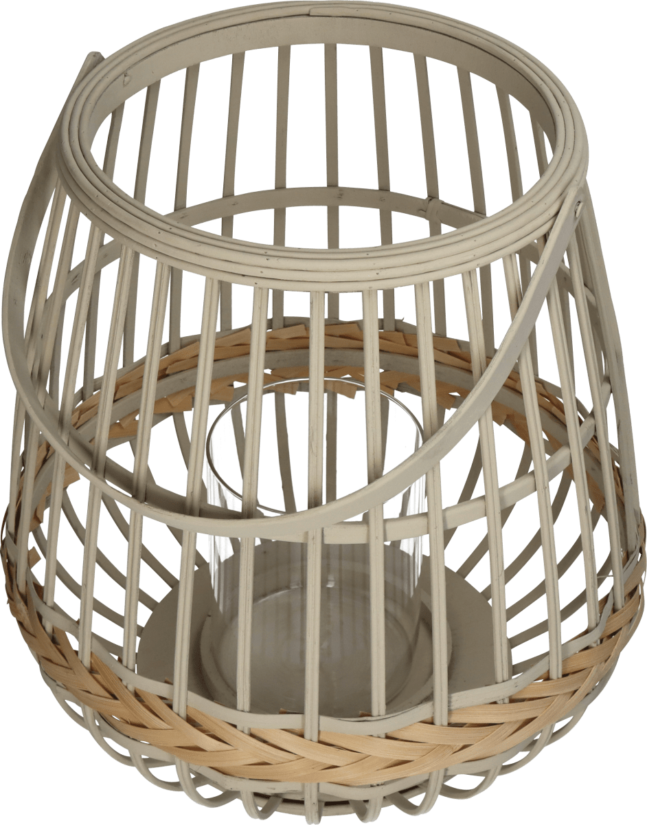 Windlicht aus Bambus, greige (29,5x29,5x32 cm), 1 St