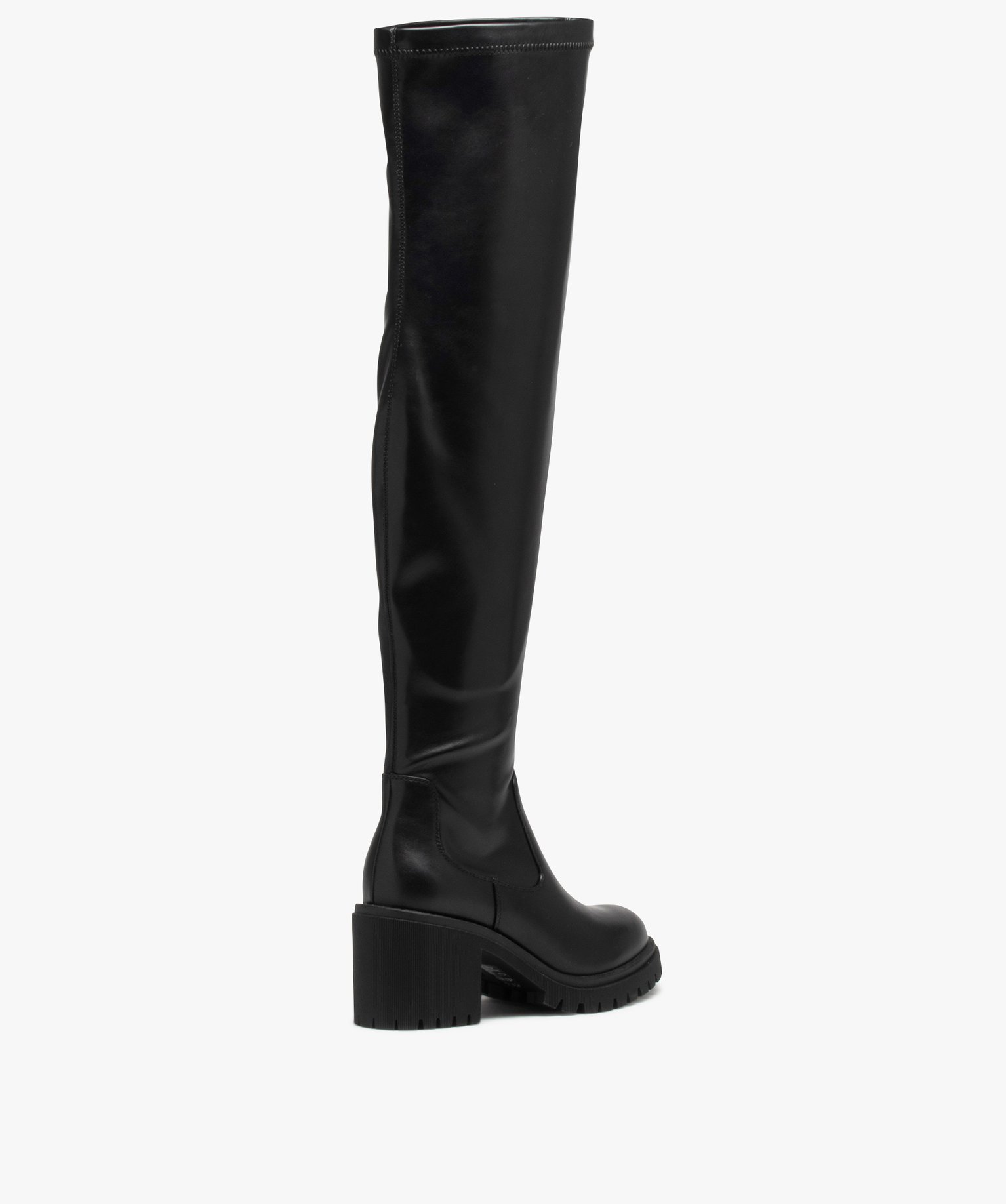 Bottes femme vernies à talon large et semelle crantée noir | GEMO