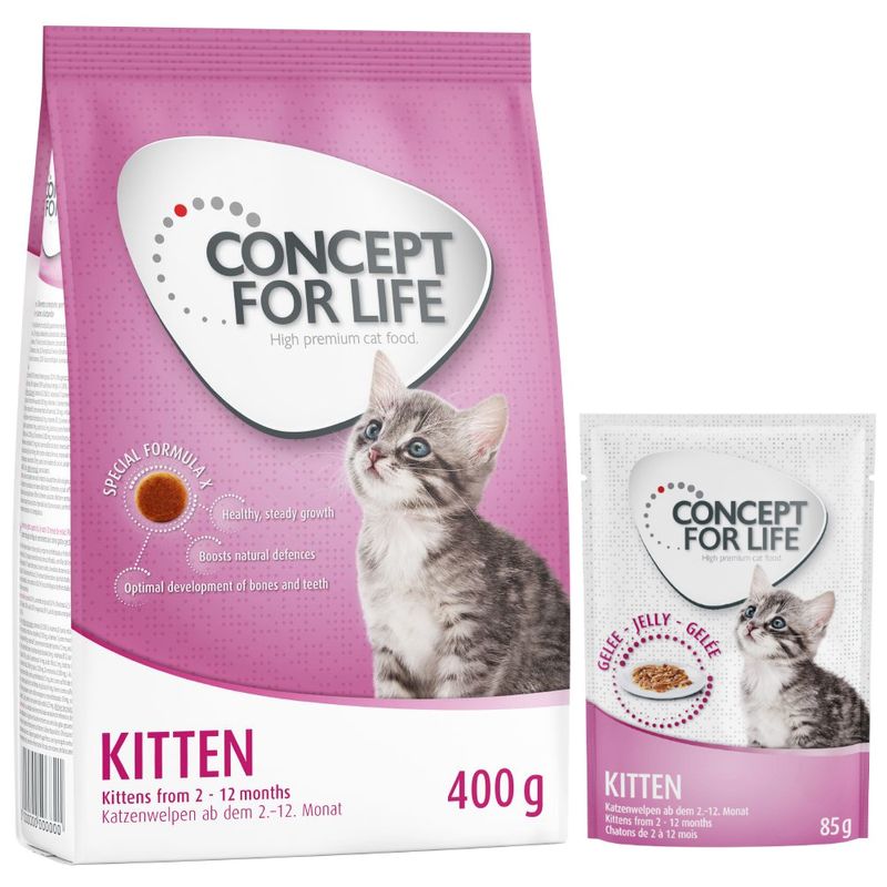 400 g Concept for Life Kitten Trockenfutter + 12 x 85 g Pouch