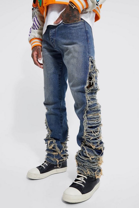 Skinny Schlaghose mit Rissen