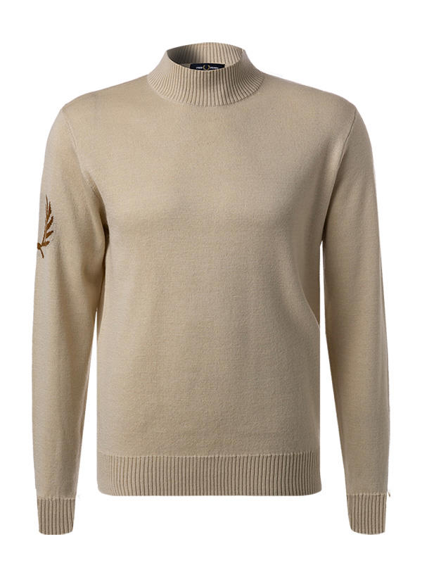 Fred Perry, Stehkragenpullover, Wolle, hellbeige