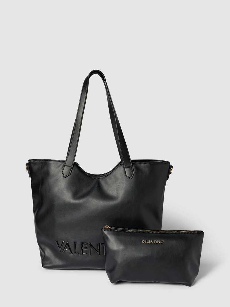 Shopper mit Label-Applikation Modell 'COURMAYEUR' in schwarz