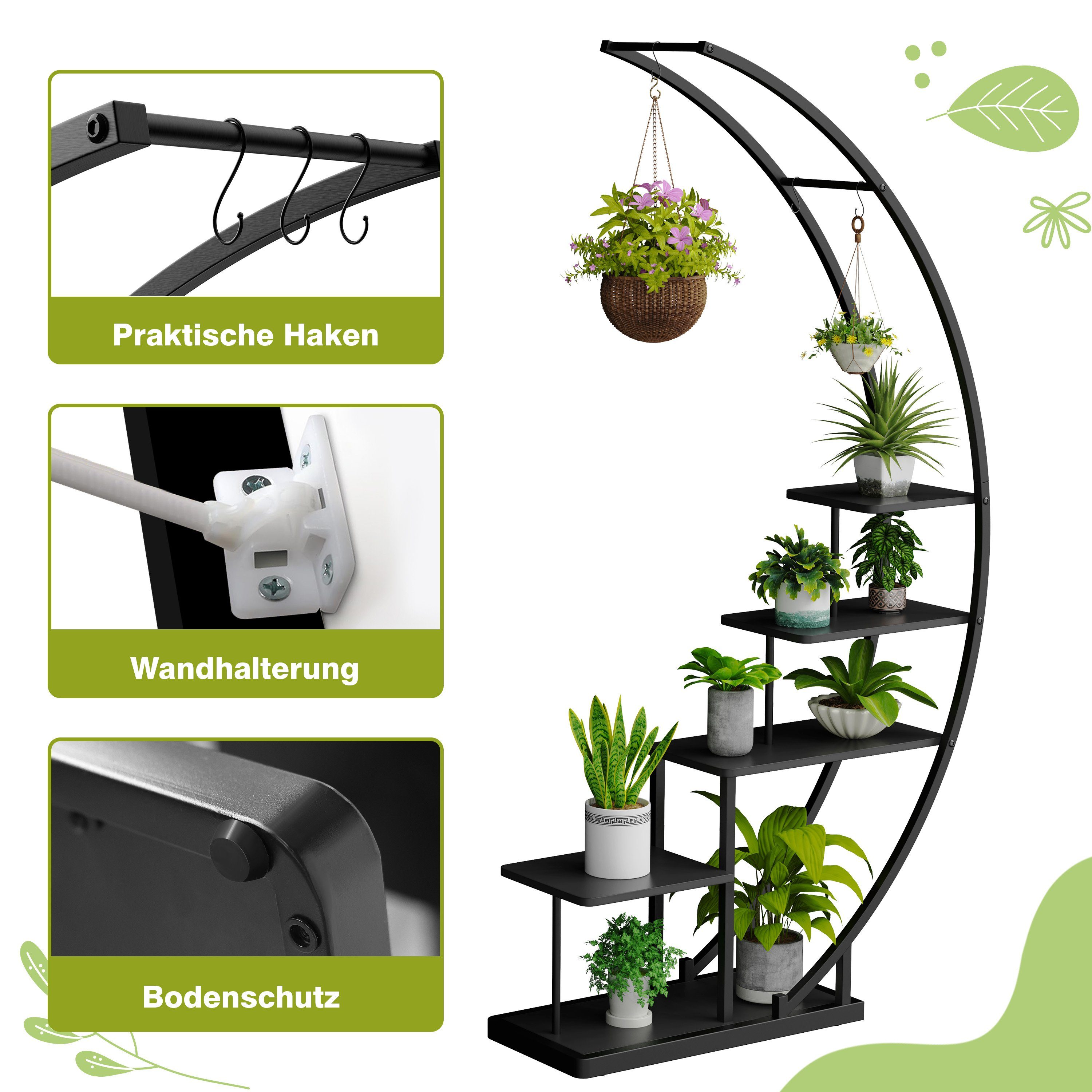 Ribelli Pflanzentreppe Pflanzenständer, schwarz / schwarz