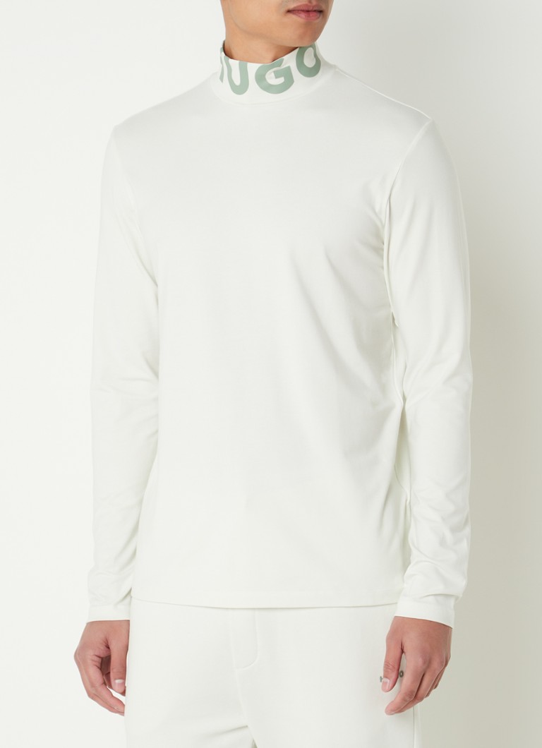 HUGO BOSS Dardini pitkähihainen paita poolokauluspaidalla ja logopainatuksella
