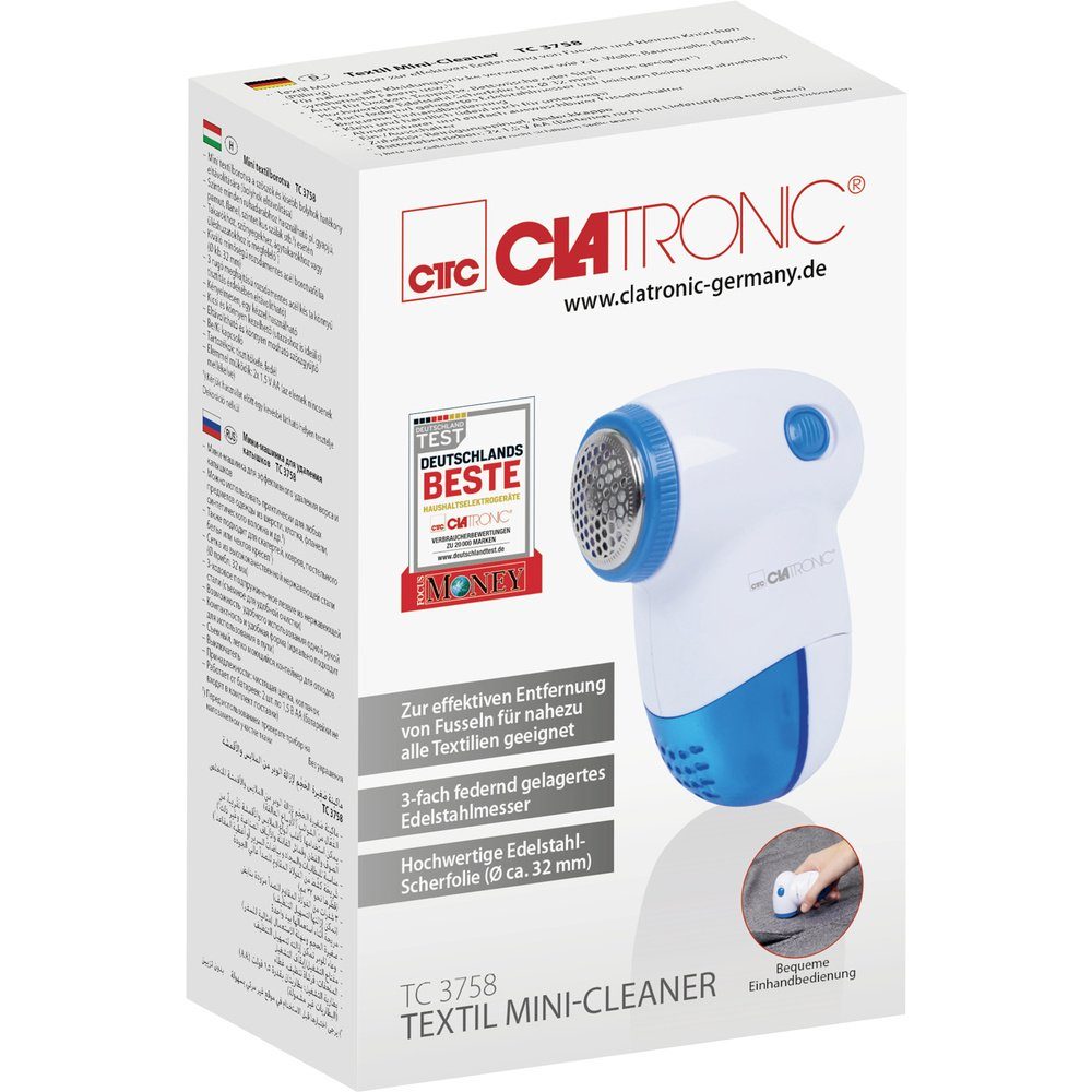 CLATRONIC Bügelbrett Clatronic TC 3758 Fusselrasierer 1 St. Weiß-Blau