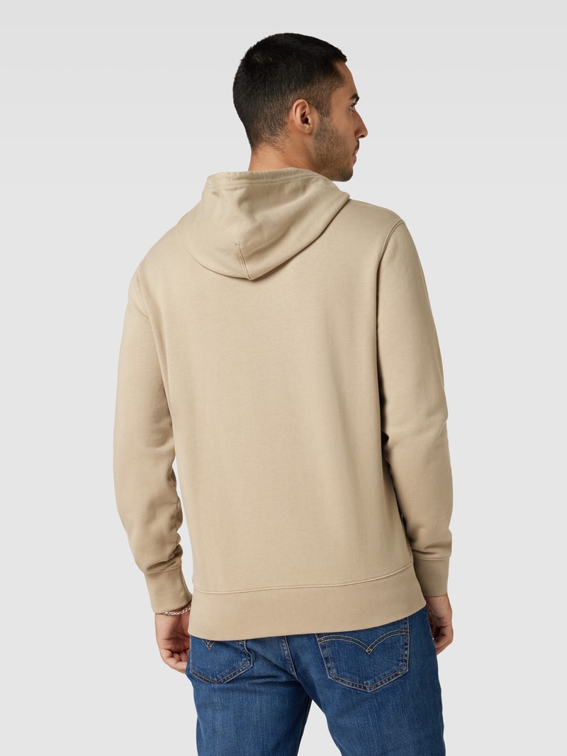 Hoodie mit Label-Stitching Modell 'NEW ORIGINAL' in olivgrün