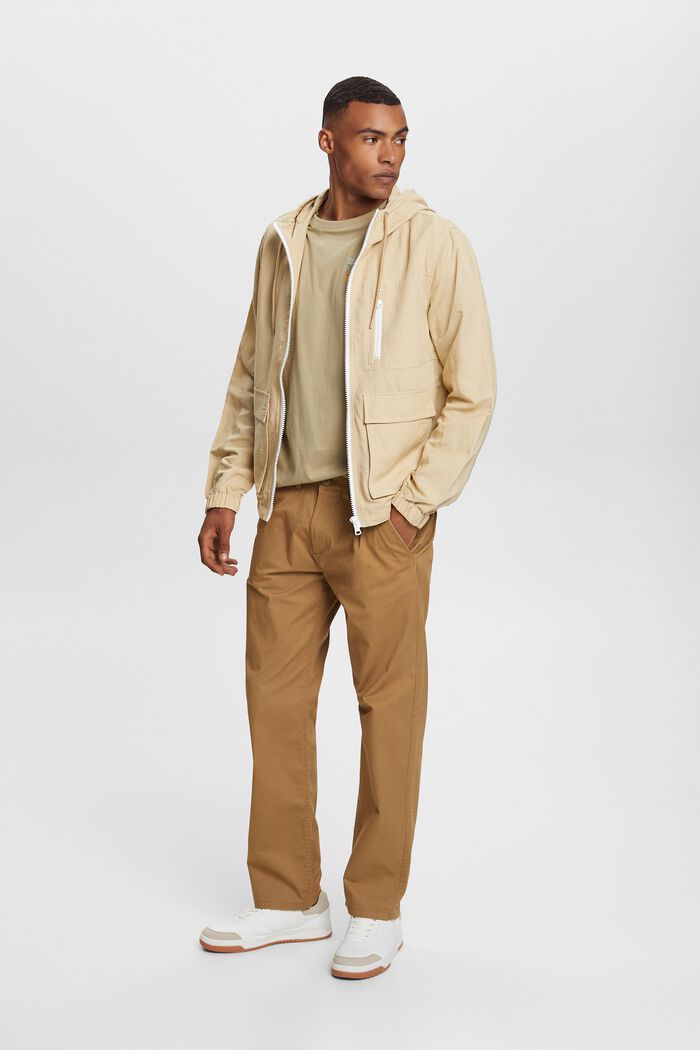 Übergangsjacke mit Kapuze, Leinenmix