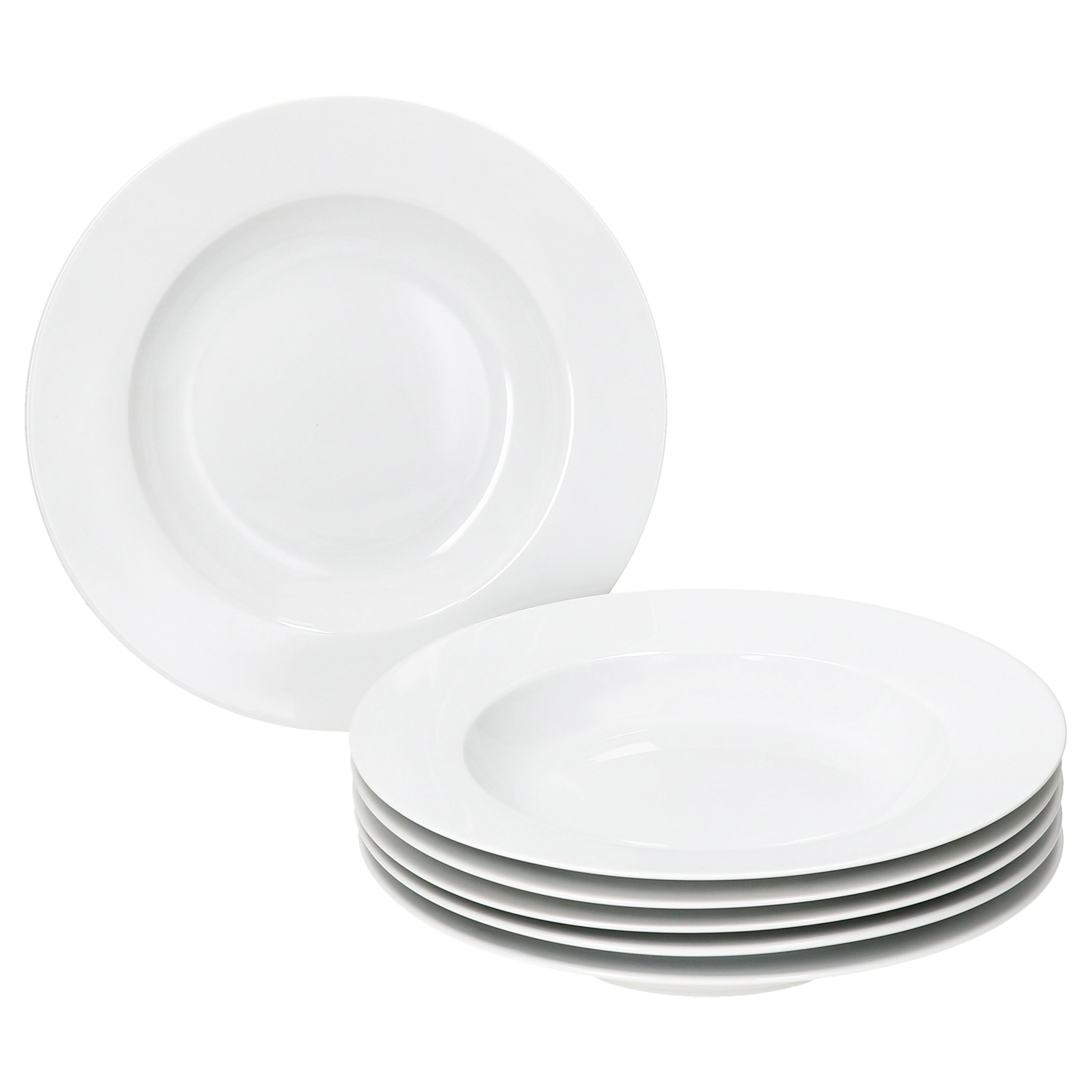 MamboCat Suppenteller 6er Set Tommy Suppenteller weiß 200ml Porzellan 6 Pers. tiefe Teller