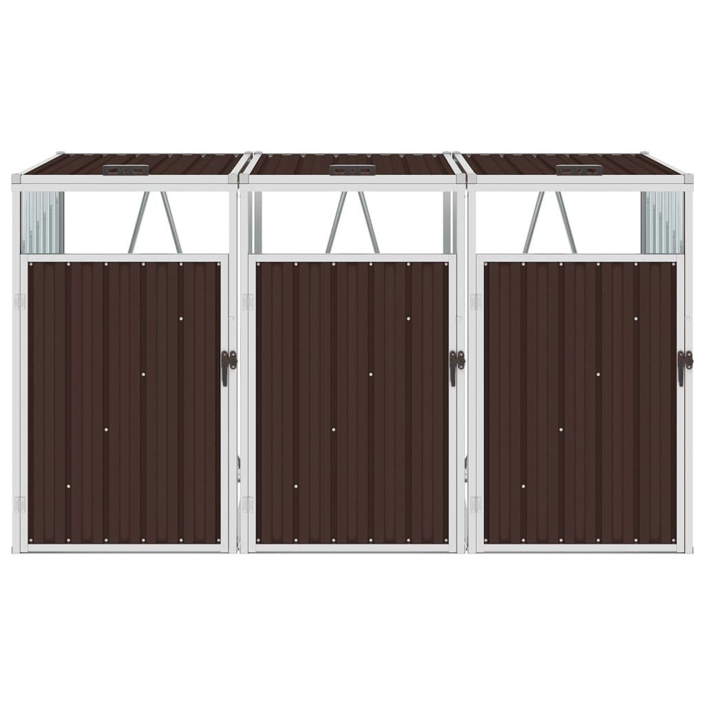 DOTMALL Mülltonnenbox Gartenbox für 3 Tonnen aus verzinktem Stahl 213×81×121 cm