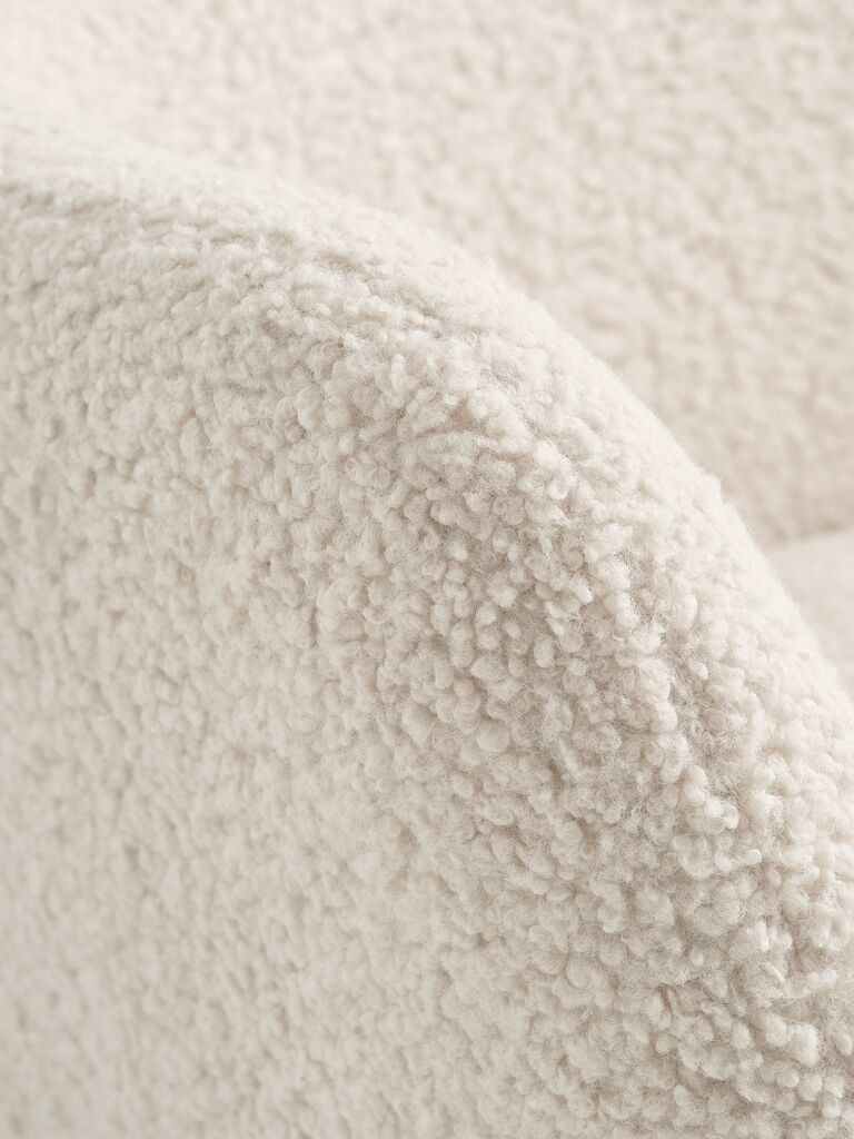 HUNDESTED Fauteuil HUNDESTED Peluche Tissu Blanc Cassé/Chêne