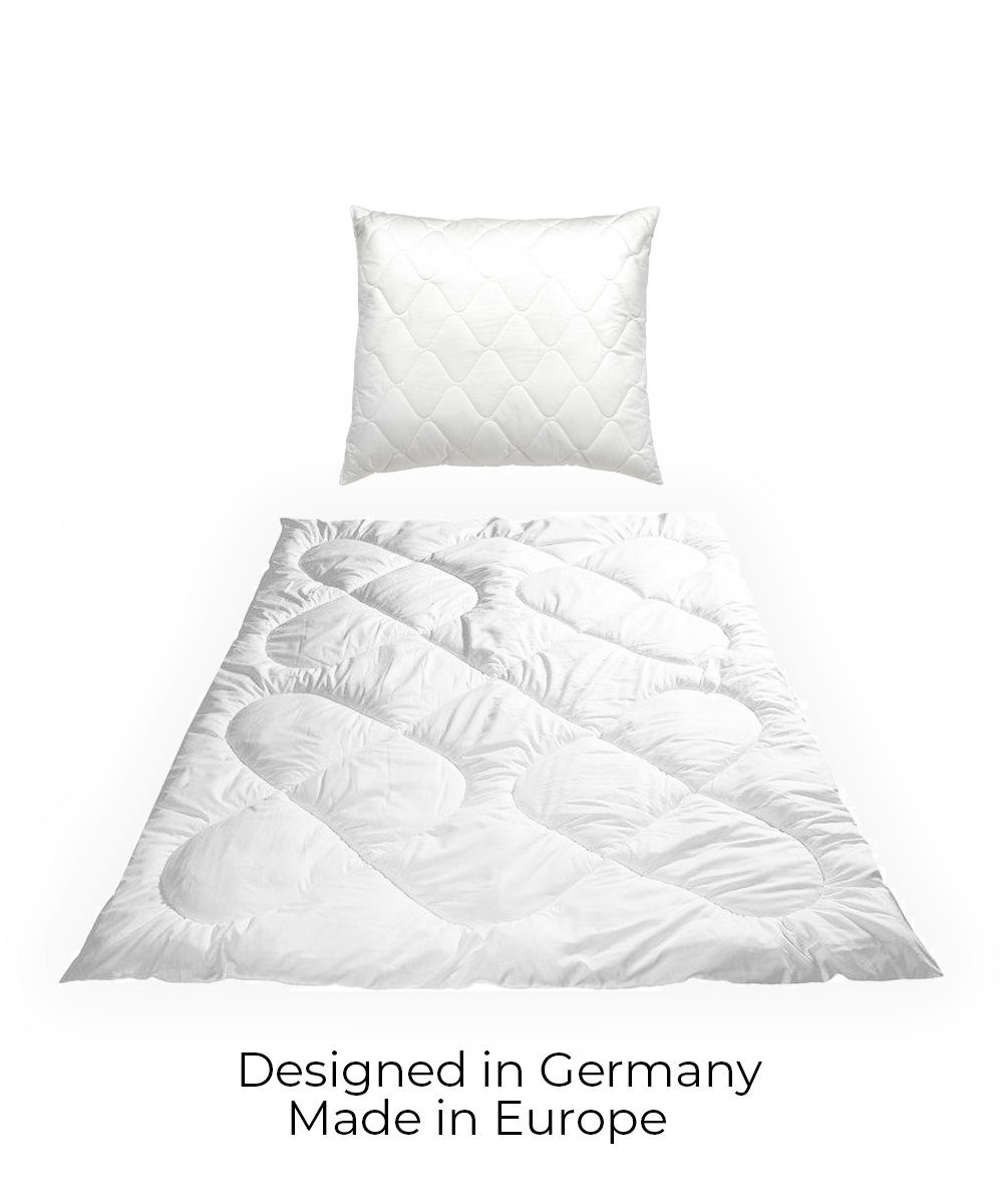 Bettdecke + Kopfkissen, Mikrofaser Bettdeckenset Bettdecke und Kissen Set Steppdecke Ganzjahresdecke mit Kissen 2-teilig oder 3-teilig Bettdecken VERSCHIEDENE GRÖßEN UND FÜLLUNGEN + Kopfkissen 80 x 80cm Füllung 900Gr, Welt der Träume, Füllung: 100% P