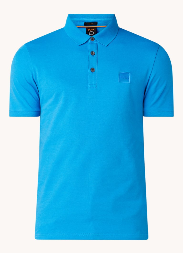 Polo HUGO BOSS Passenger slim fit em piqué de algodão com logotipo.