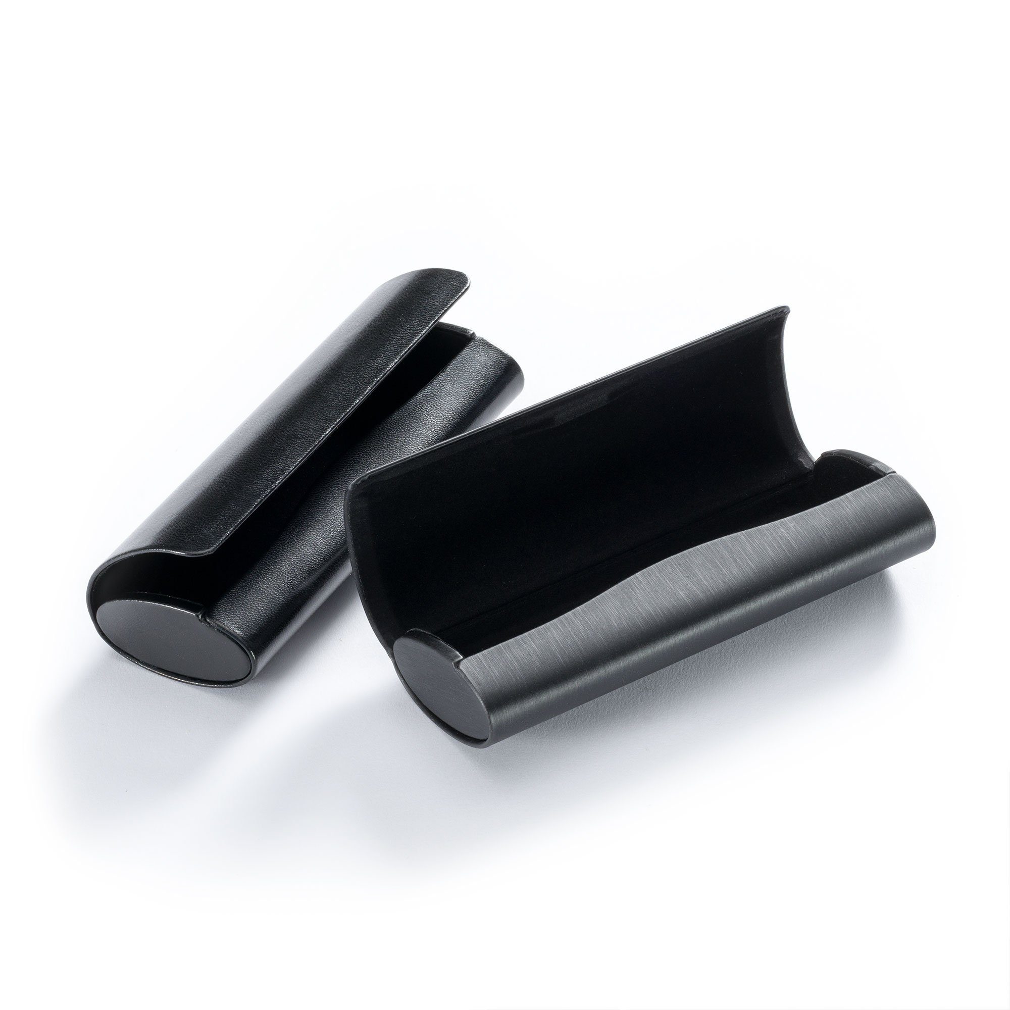 FEFI Brillenetui Klassisches Hardcase Brillenetui im Leder- oder Seiden Look, Set aus 1 Etui + hochwertigem Mikrofasertuch
