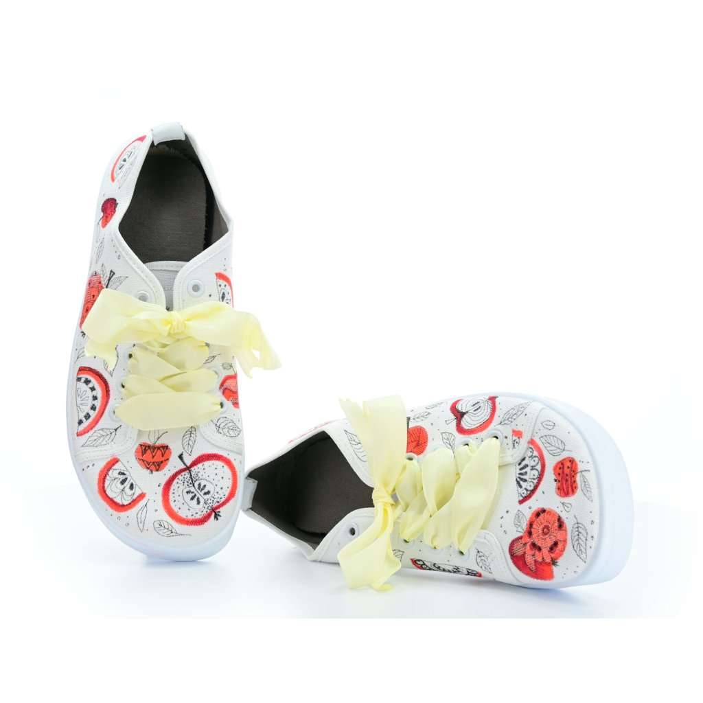 Anatomic Apfel Barfußsneakers mit gelber Schnürsenkel