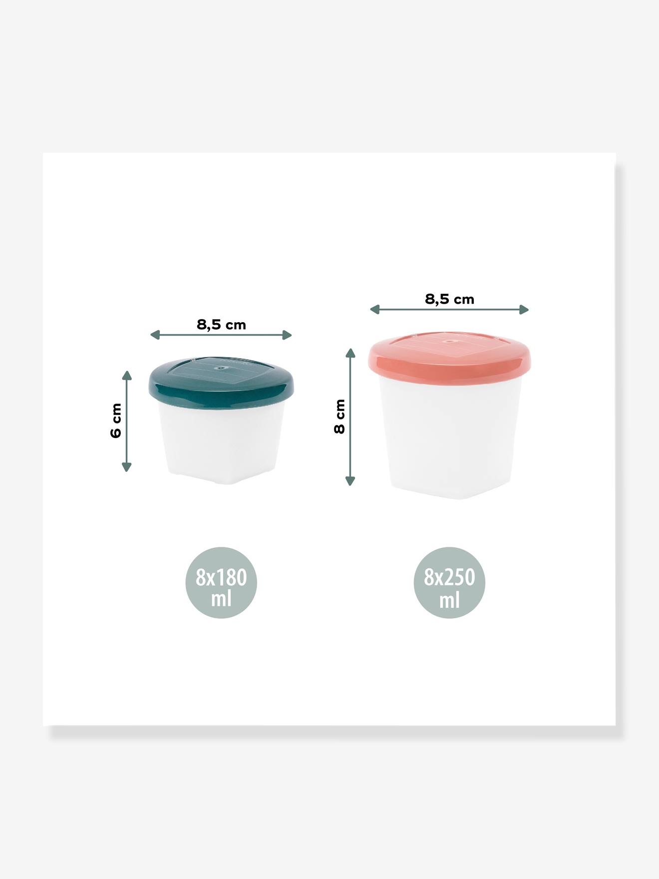 Lot de 12 boîtes hermétiques (6 x 180 ml + 6 x 250 ml) Babybols biosourcés BABYMOOV blanc