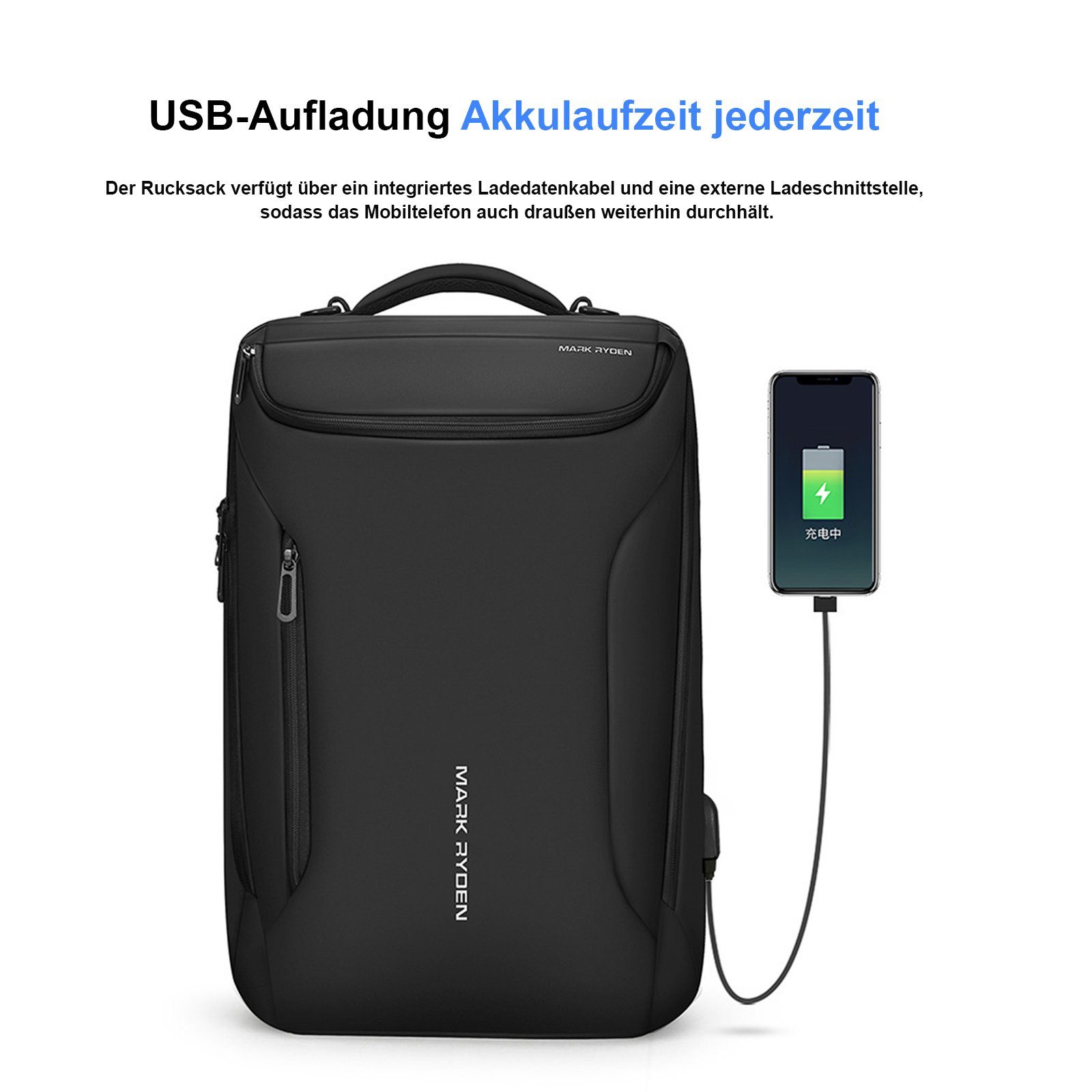 OKWISH Reiserucksack Laptoprucksack Laptop Rucksack Rucksäcke Freizeitrucksack Laptoptasche (Reisen Notebook Laptop Tasche Schule Uni Rucksack Handgepäck, mit USB-Lade-Anschluss, Anti-Diebstahl, Backpack mit Laptopfach), für Herren Damen Jungen Teena