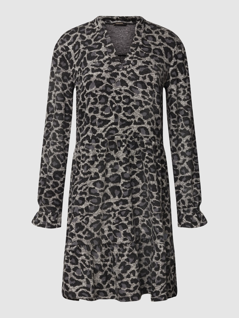 Sweatkleid mit Animal-Print in dunkelgrau