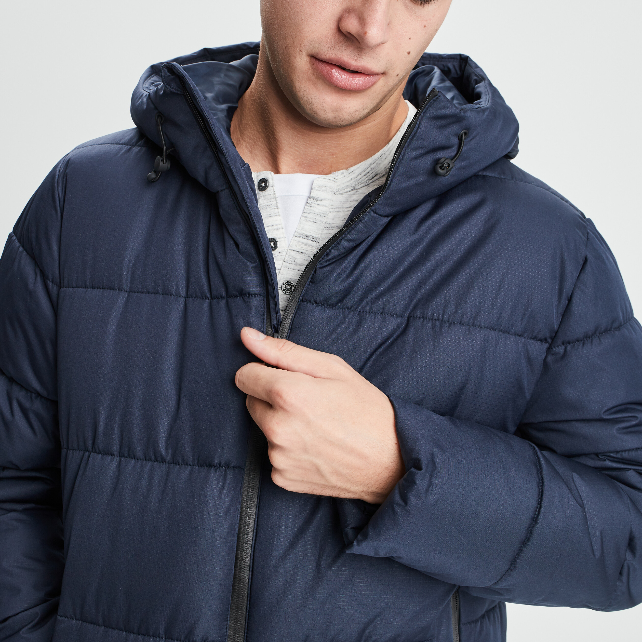 Doudoune droite courte bleu marine homme | La Halle