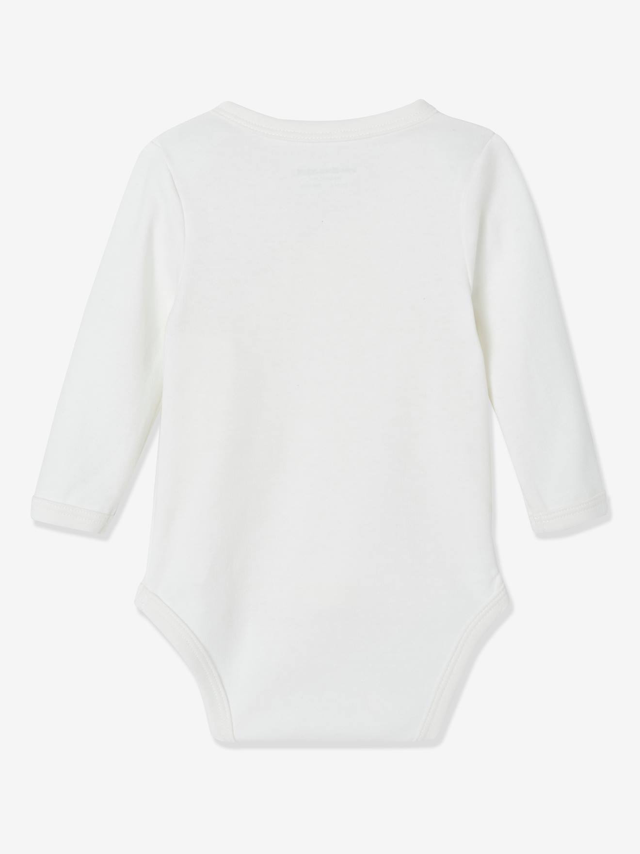 Lot de 3 bodies manches longues en coton bio ouverture naissance ivoire