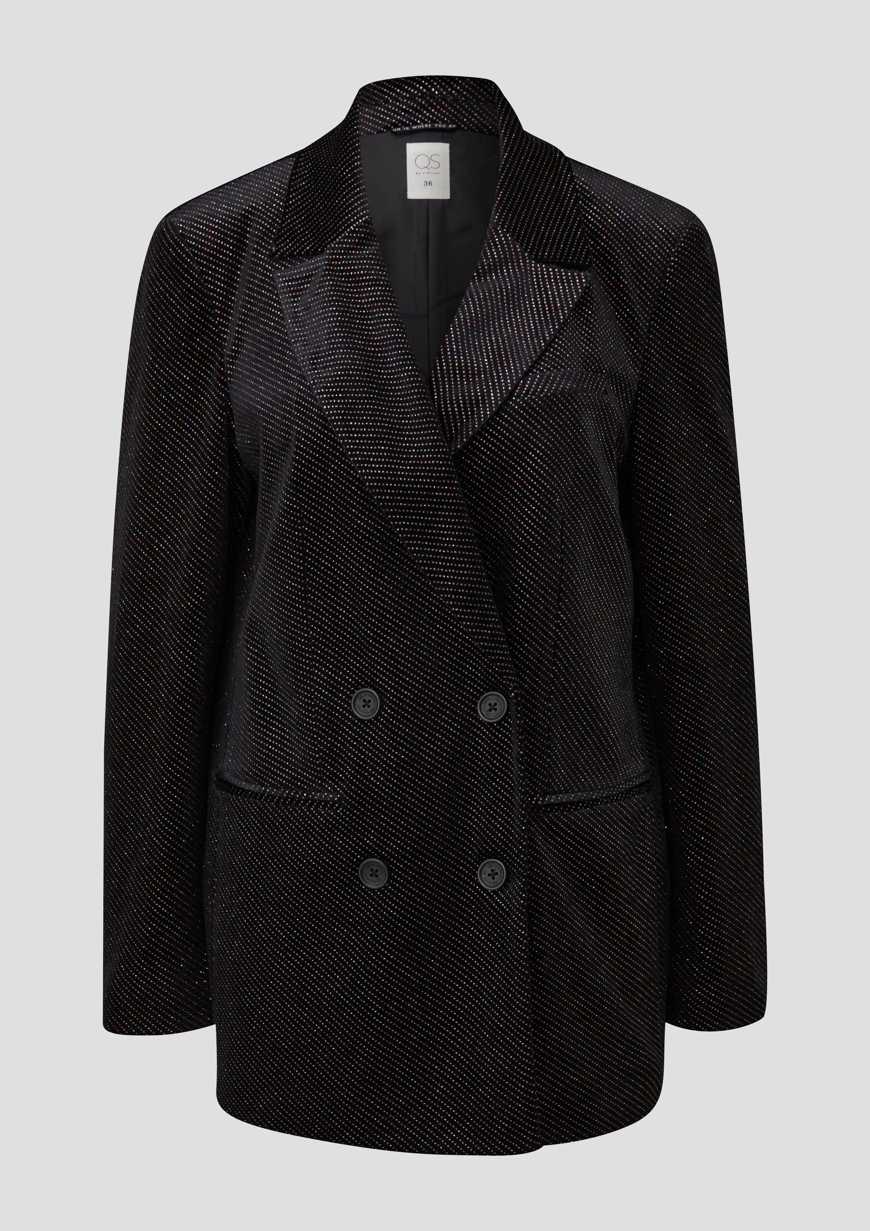 QS Jackenblazer Samtblazer mit Glitzer Glitzer