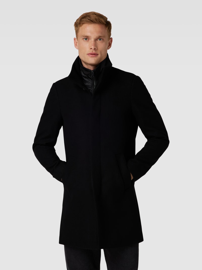 Mantel in Melange-Optik Modell 'Harvey' in schwarz