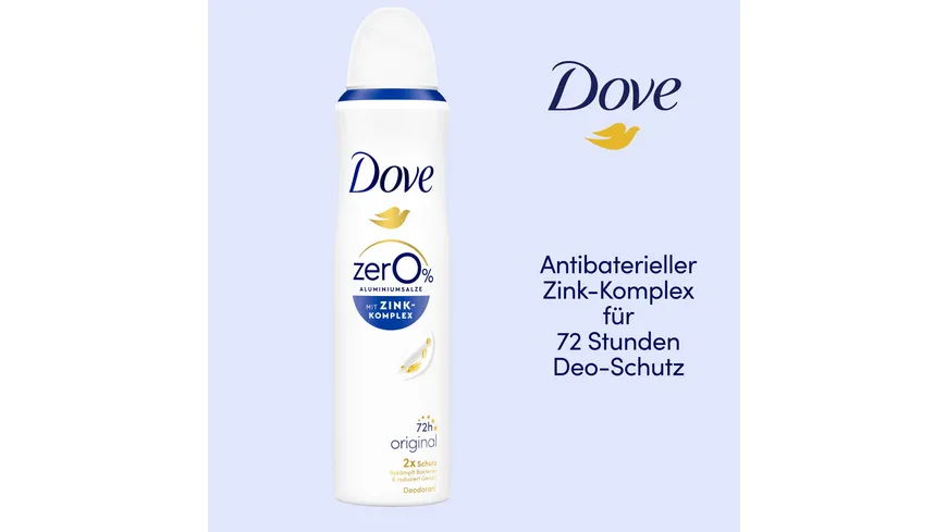 Dove Deodorant-Spray mit Zink-Komplex Original 0% Aluminiumsalze 150 ml